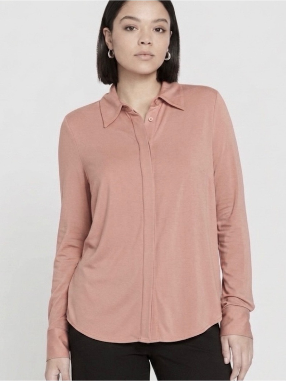 Universal Standard Elbe Women’s Tunic Top Full Placket Mahogany Rose NWT S